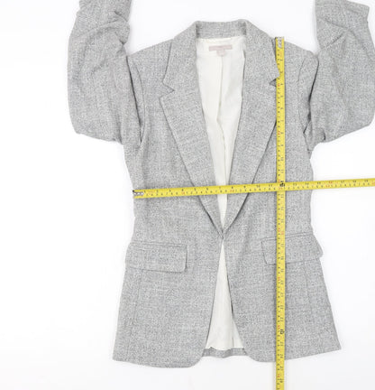 H&M Women Grey Herringbone Blazer Size 6 Regular Fit