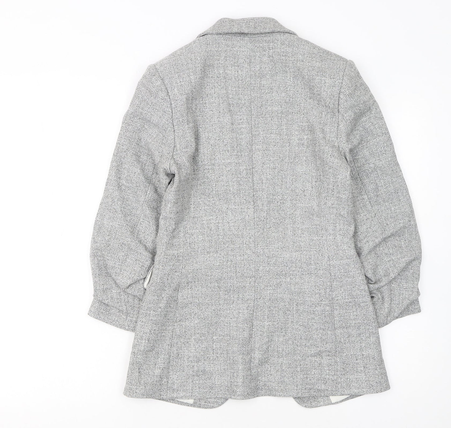 H&M Women Grey Herringbone Blazer Size 6 Regular Fit