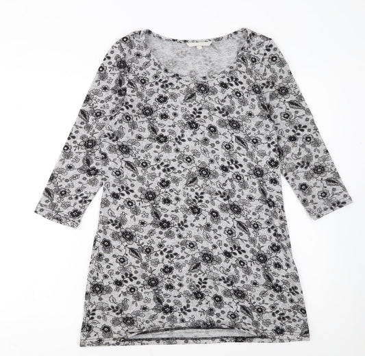 Pebble Bay Women Grey Floral Knit Shift Dress Size 12