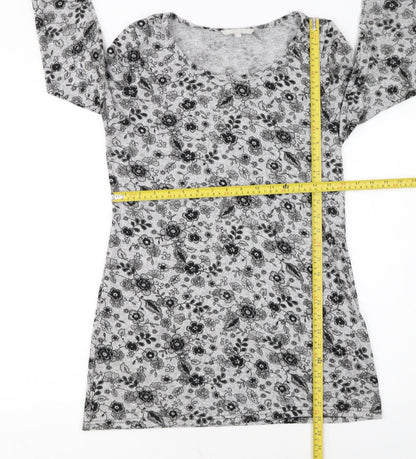 Pebble Bay Women Grey Floral Knit Shift Dress Size 12