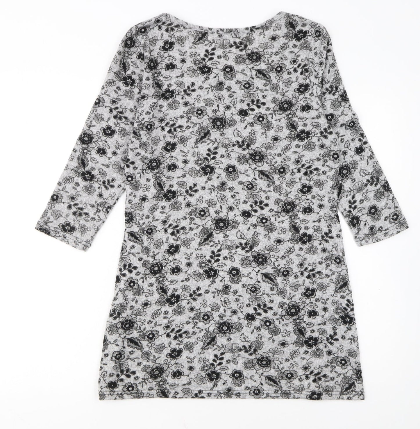 Pebble Bay Women Grey Floral Knit Shift Dress Size 12