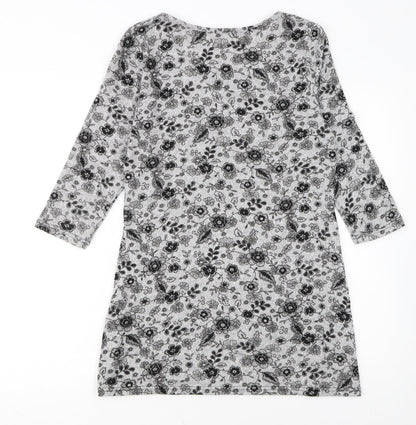 Pebble Bay Women Grey Floral Knit Shift Dress Size 12