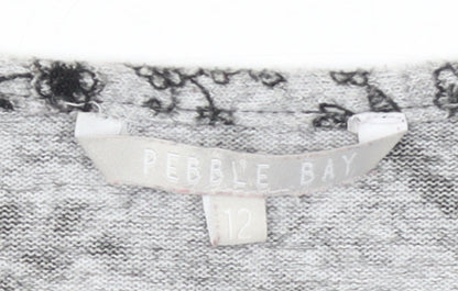 Pebble Bay Women Grey Floral Knit Shift Dress Size 12