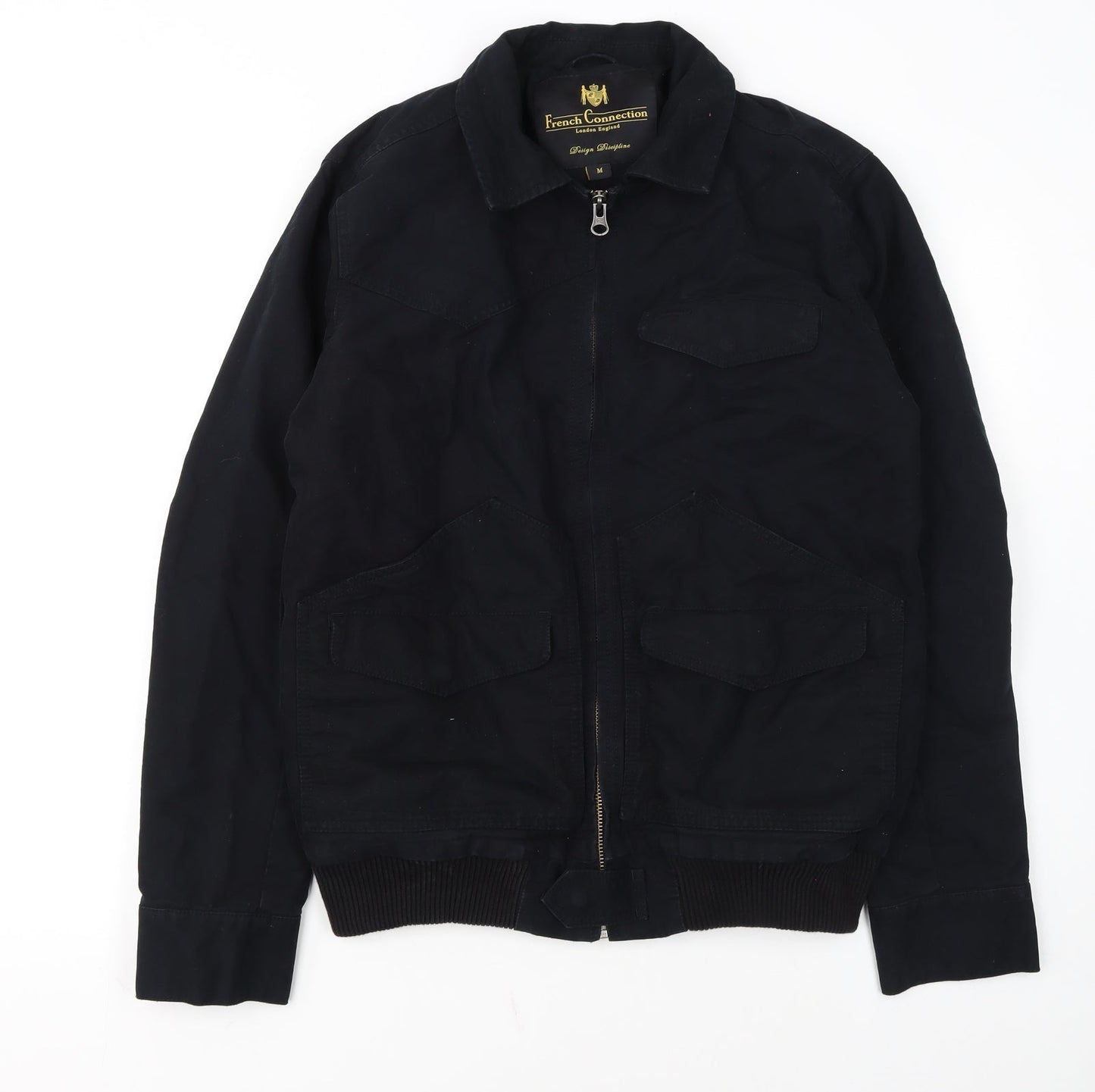 French Connection Men's Black Cotton Bomber Jacket M