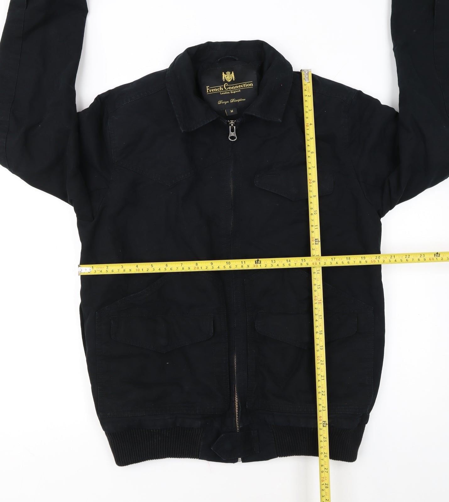 French Connection Men's Black Cotton Bomber Jacket M