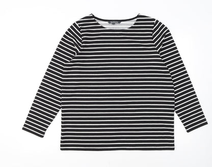 Bonmarché Women Black Striped Long Sleeve Pullover Jumper Size 14