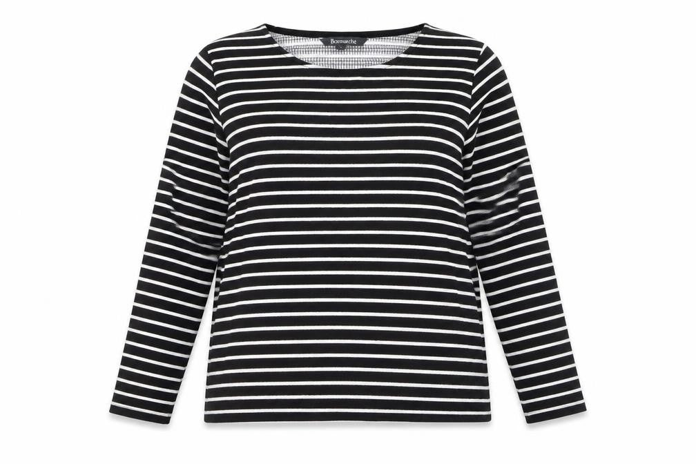 Bonmarché Women Black Striped Long Sleeve Pullover Jumper Size 14