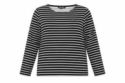 Bonmarché Women Black Striped Long Sleeve Pullover Jumper Size 14