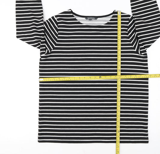 Bonmarché Women Black Striped Long Sleeve Pullover Jumper Size 14