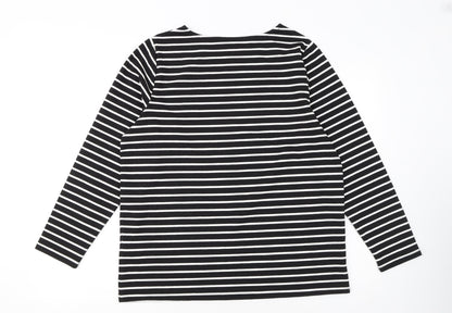 Bonmarché Women Black Striped Long Sleeve Pullover Jumper Size 14