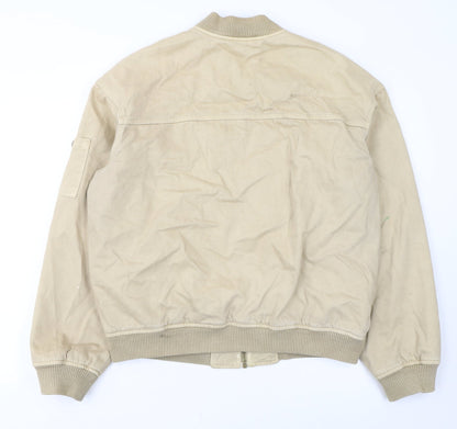 Zara Women Beige Cotton Bomber Jacket L Casual Lightweight