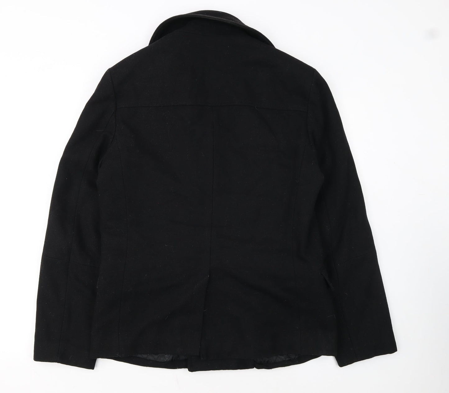 H&M Men's Black Wool Blend Pea Coat Jacket 38R Regular Fit