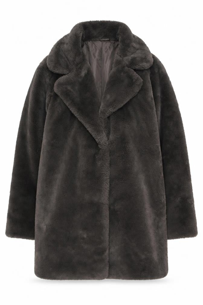 Primark Womens Brown Faux Fur Long Coat XS Winter Overcoat