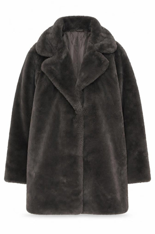 Primark Womens Brown Faux Fur Long Coat XS Winter Overcoat