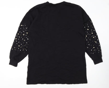 OOTD Women's Black Beaded Pullover Sweatshirt UK 14