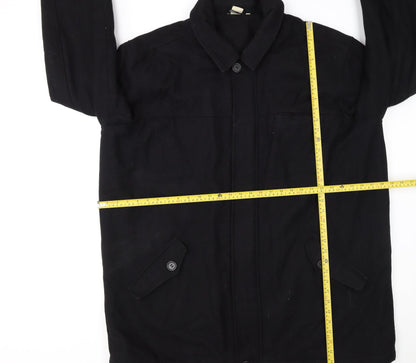 Cotton Traders Men's Black Wool Blend Mid-Length Overcoat 2XL