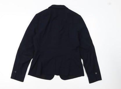 H&M Women Navy Blue Single-Breasted Blazer UK 10 Classic Fit
