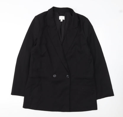 H&M Women Black Double-Breasted Blazer Size Small Classic Fit