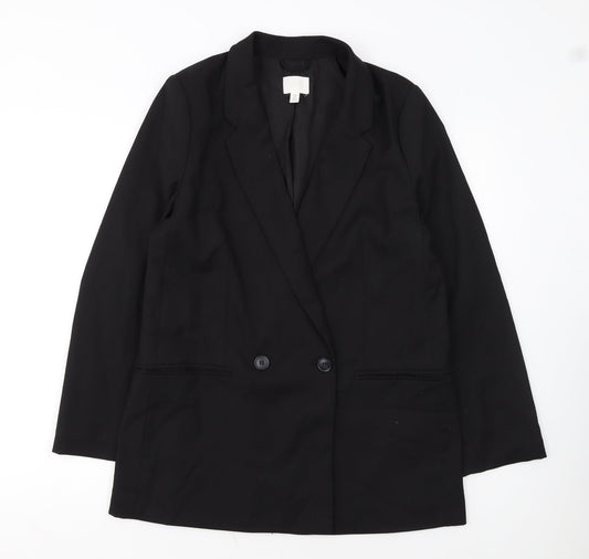 H&M Women Black Double-Breasted Blazer Size Small Classic Fit