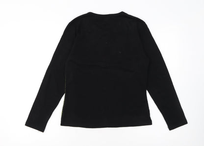 LADY'S Women's Black Green Spider Web Long Sleeve Halloween Top Size M