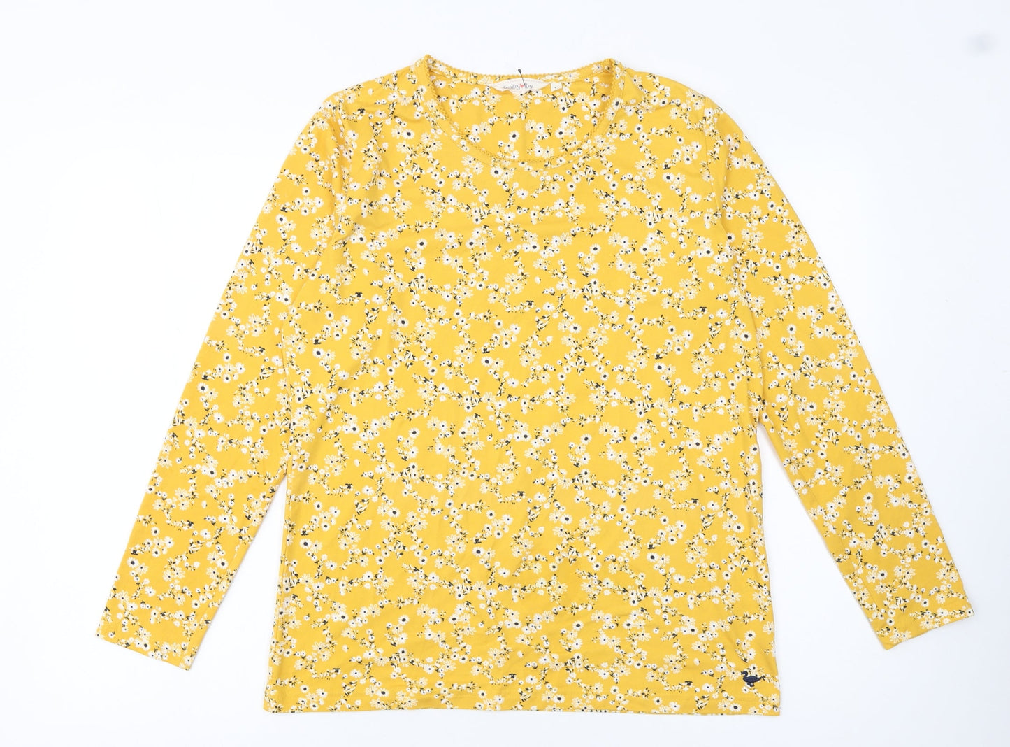 Country Rose Women Yellow Floral Long Sleeve Jersey Top M