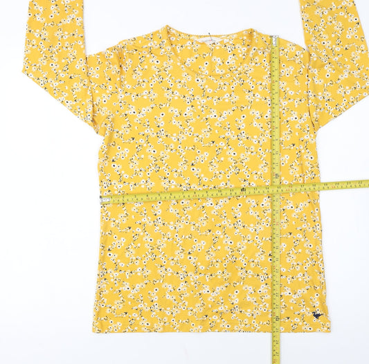 Country Rose Women Yellow Floral Long Sleeve Jersey Top M
