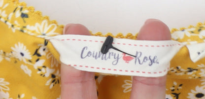 Country Rose Women Yellow Floral Long Sleeve Jersey Top M