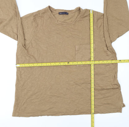 Marks and Spencer Women’s Beige Long Sleeve Cotton T-Shirt Size 22