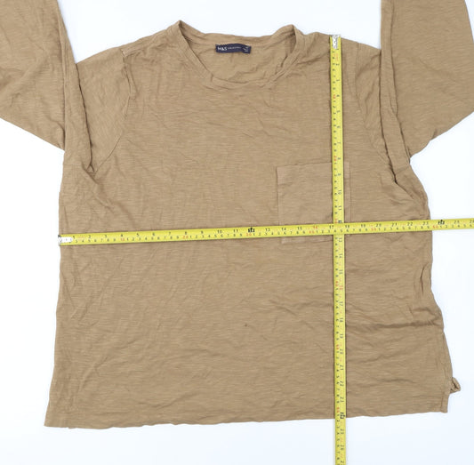 Marks and Spencer Women’s Beige Long Sleeve Cotton T-Shirt Size 22