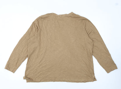 Marks and Spencer Women’s Beige Long Sleeve Cotton T-Shirt Size 22