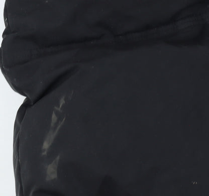 Superdry Womens Black Long Puffer Coat Hooded Size 8 Winter Warm