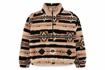 ONLY Women Beige Fleece Pullover Hoodie L Geometric Pattern