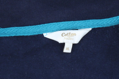 Cotton Traders Men's Blue Striped 1/4 Zip Sweatshirt XL
