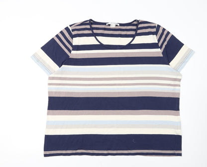 Collection L Women's Multicoloured Stripe T-Shirt Size 28 Cotton Modal