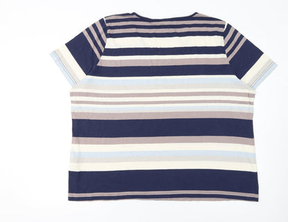 Collection L Women's Multicoloured Stripe T-Shirt Size 28 Cotton Modal