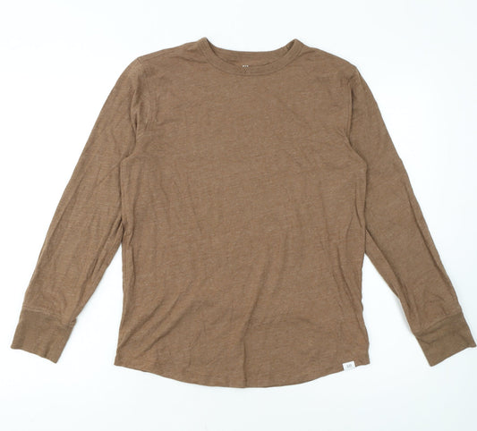 GAP Kids Boys Brown Long Sleeve Crew Neck Basic T-Shirt 14-15 Years