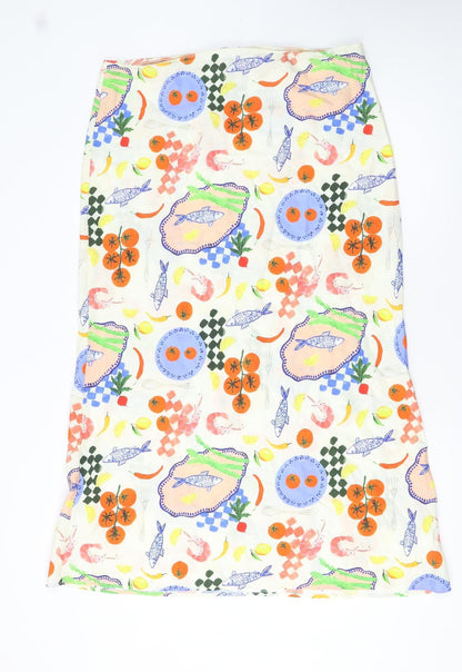 New Look Womens Multicoloured Art Print Midi Skirt UK 16 Viscose