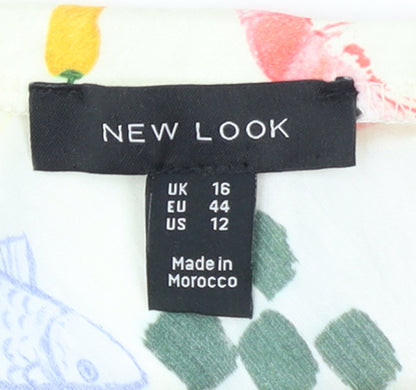 New Look Womens Multicoloured Art Print Midi Skirt UK 16 Viscose