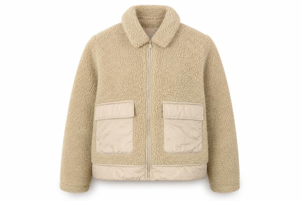 Noisy May Women's Beige Fleece Bomber Jacket XS