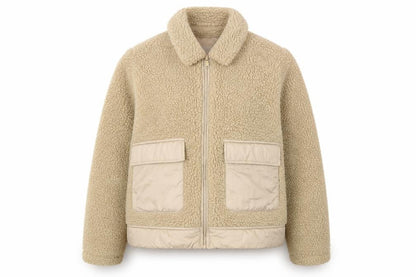 Noisy May Women's Beige Fleece Bomber Jacket XS