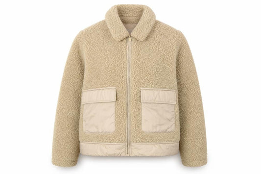Noisy May Women's Beige Fleece Bomber Jacket XS