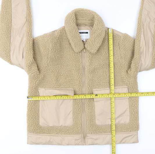 Noisy May Women's Beige Fleece Bomber Jacket XS