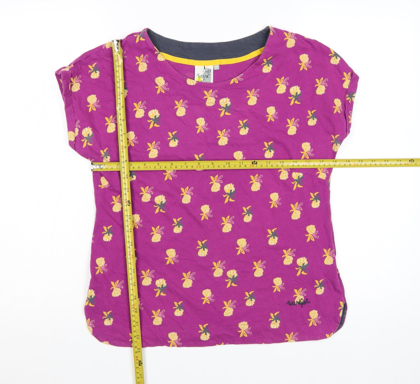Weird Fish Womens Purple Floral Cotton T-Shirt Size 12