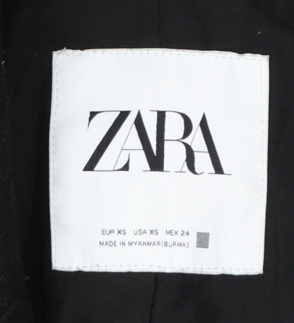 Zara Women's Black XS Double-Breasted Long Overcoat