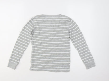 Country Road Boys Grey Striped Long Sleeve Henley T-Shirt Size 8 Years