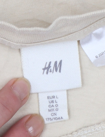H&M Women's Beige Nirvana Graphic Short Sleeve Cotton T-Shirt L