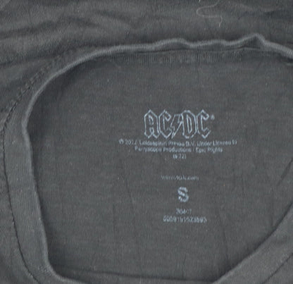 AC/DC Women's Black Leopard Print Logo Band T-Shirt Size S