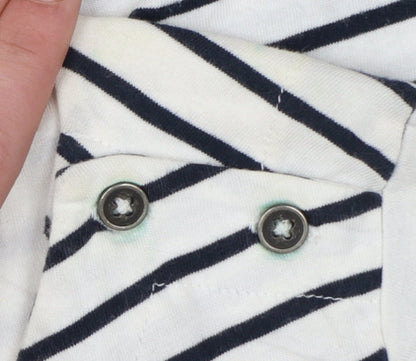 White Stuff Women's White Striped Shift Dress Size 14 Cotton