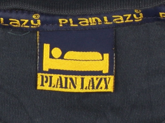 Plain Lazy Girls Navy Blue Classic Fit Logo T-Shirt Medium Cotton