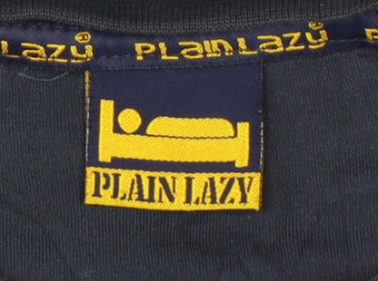 Plain Lazy Girls Navy Blue Classic Fit Logo T-Shirt Medium Cotton